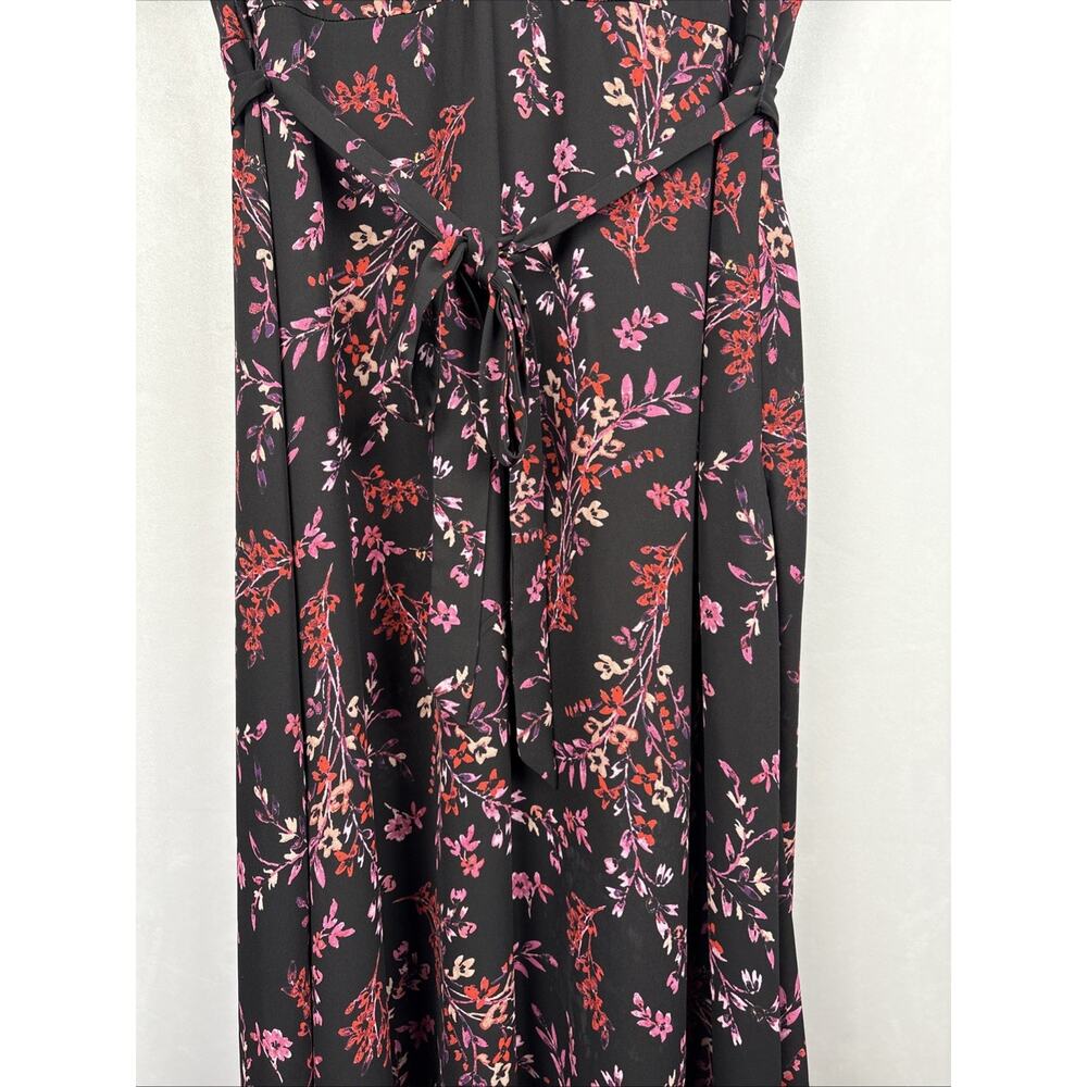 Nanette Lepore Black Floral Print Maxi Dress Size 14 Tie Waist Whimsigoth Fairy - Picture 5 of 14